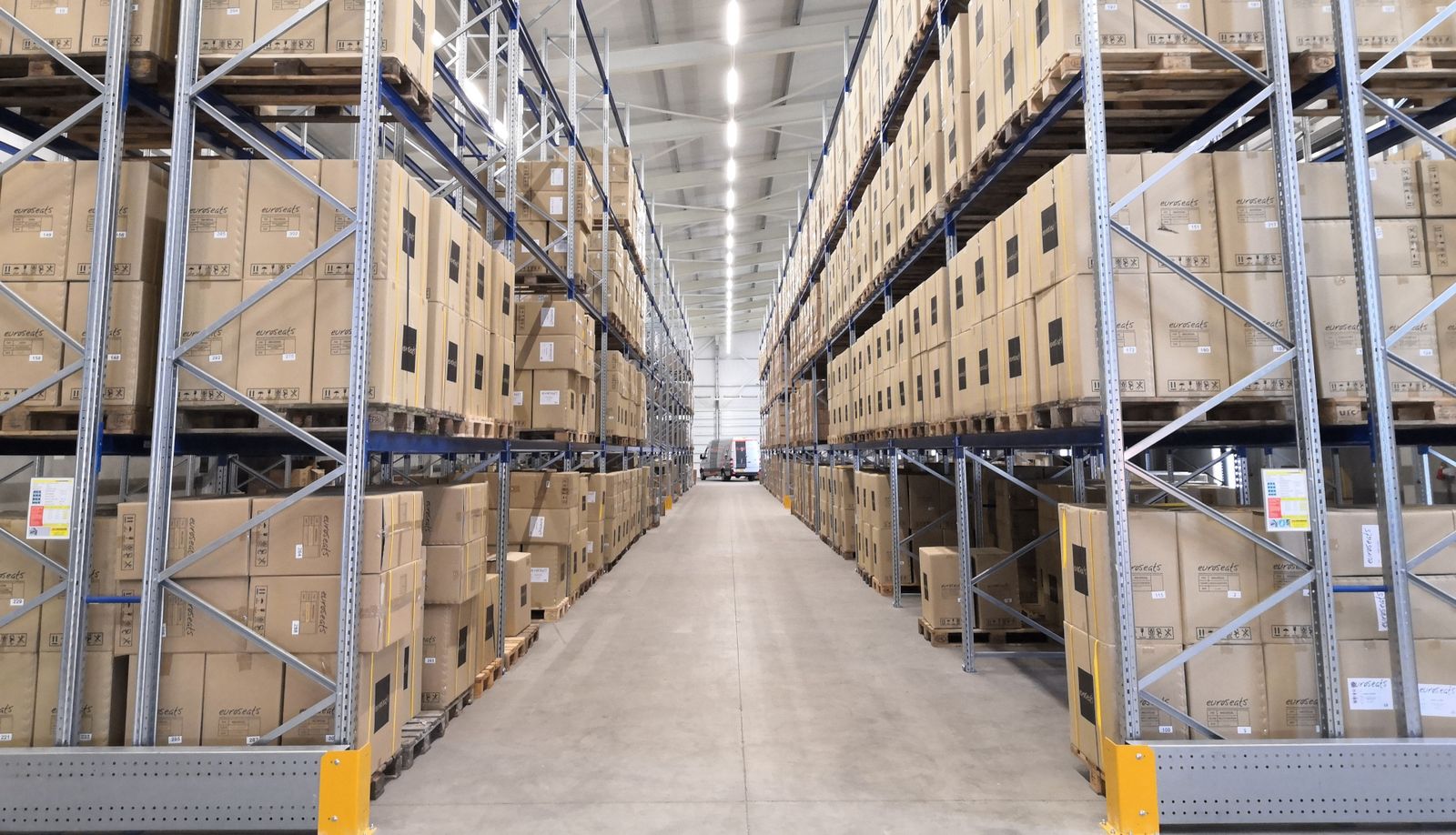 Warehouse racks with boxes